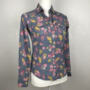 Fun & Flirt | Floral Denim Button Up | XSmall